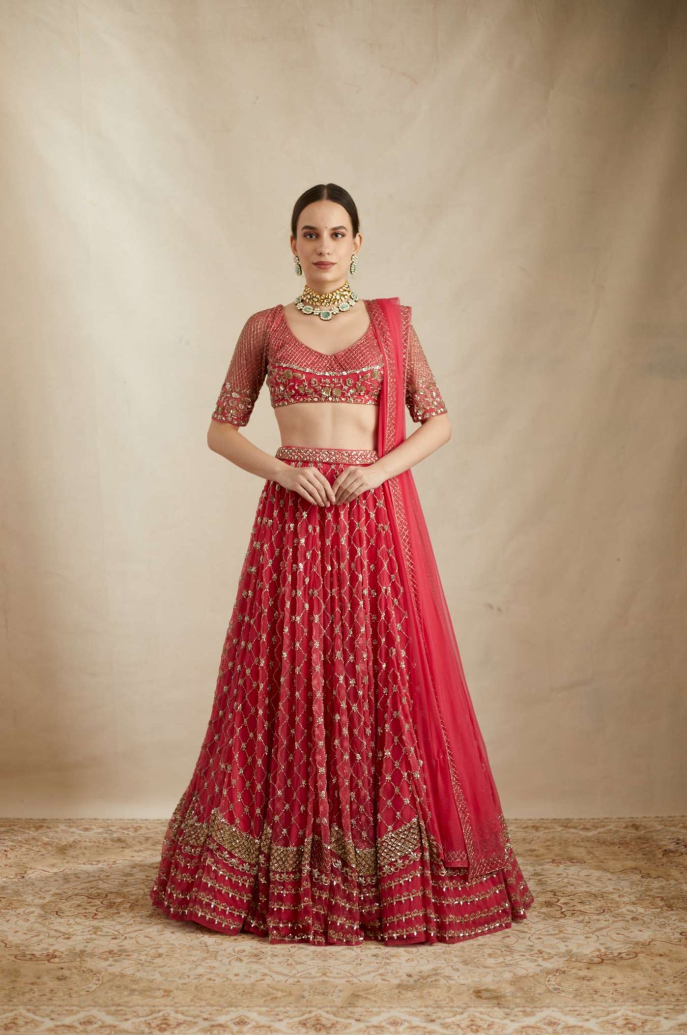 Astha narang 2024 red lehenga