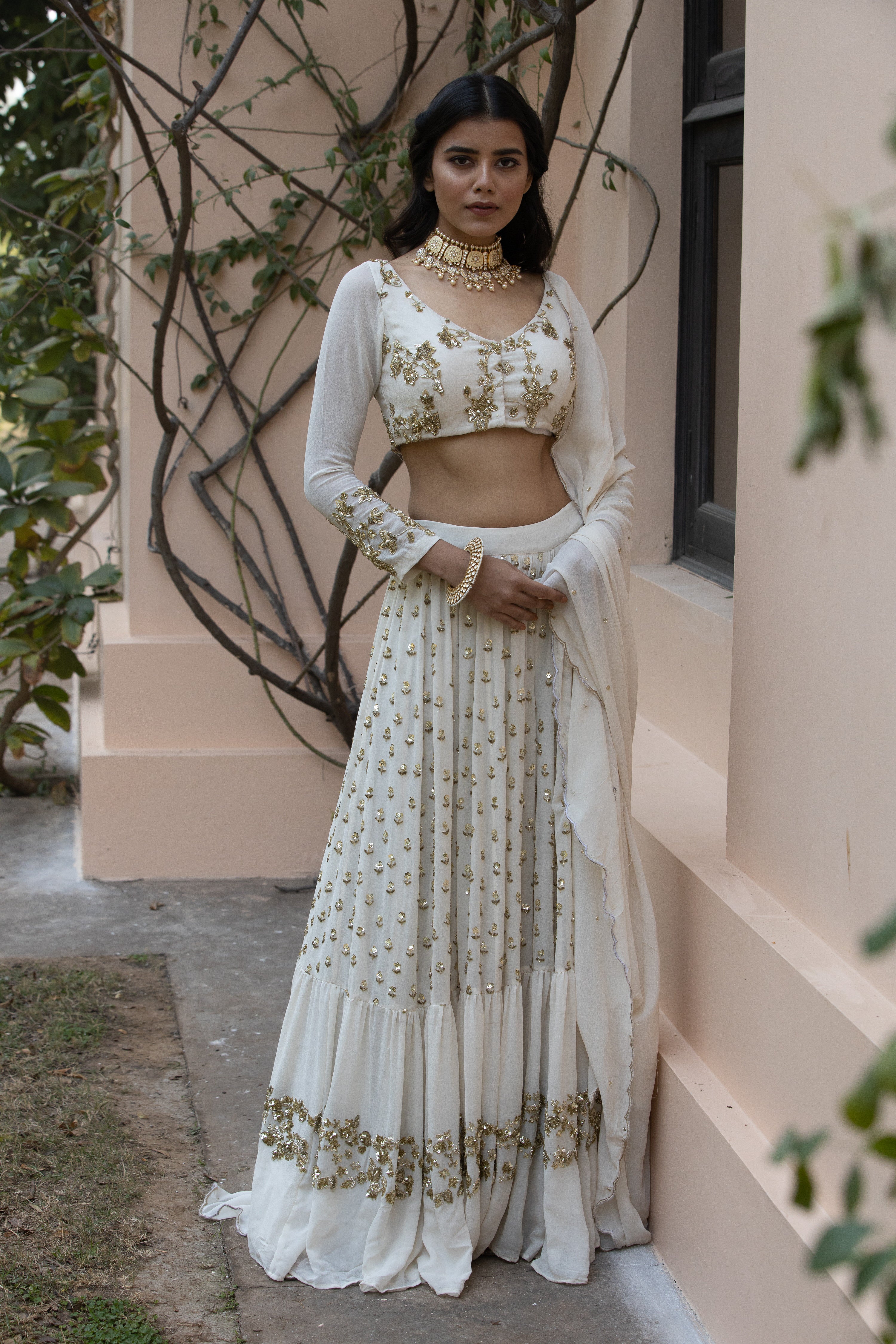 Off White Boot Lehenga Set Astha Narang