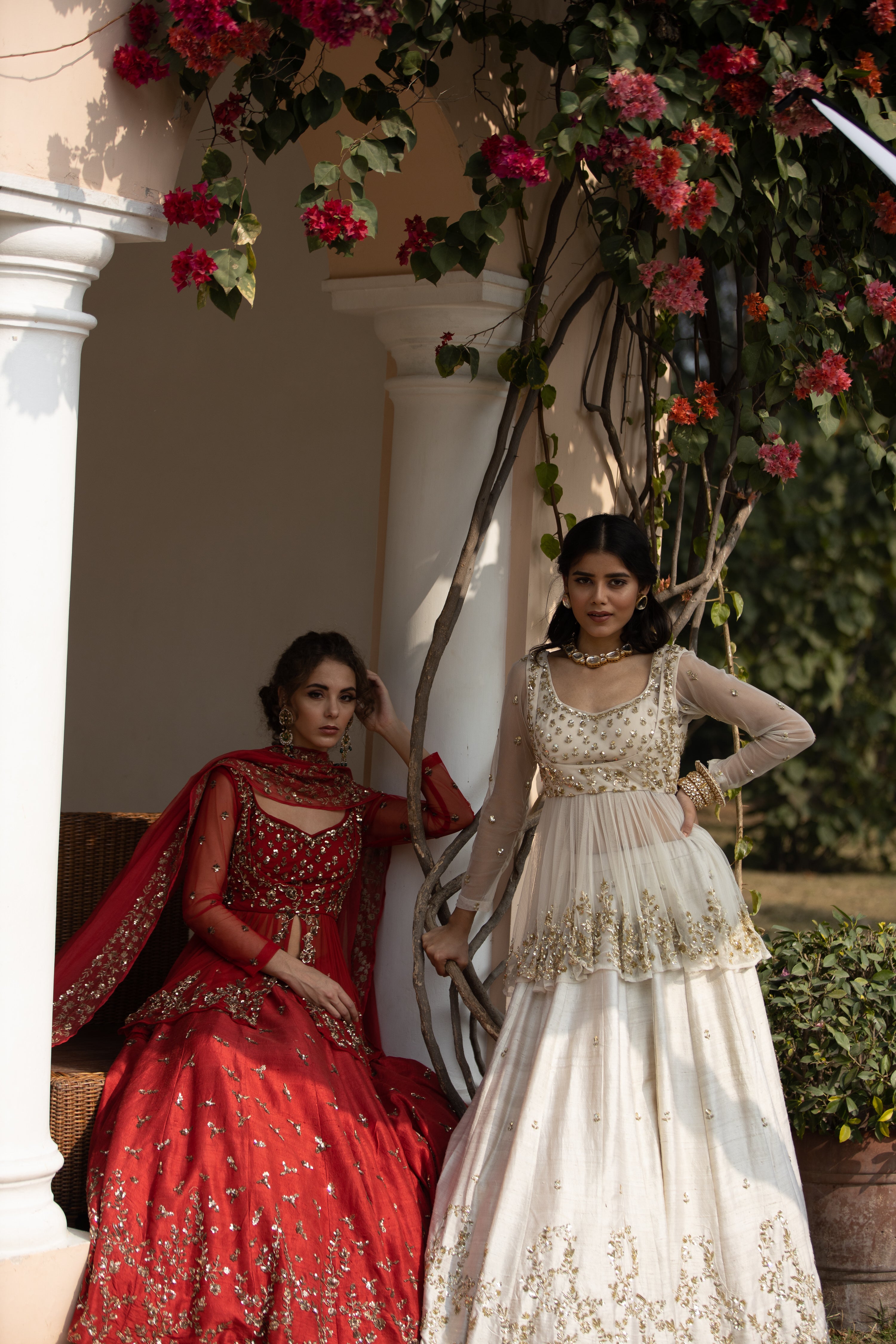 Buy Red and White Bridal Lehenga of Zari Work - Zardozi Fashion