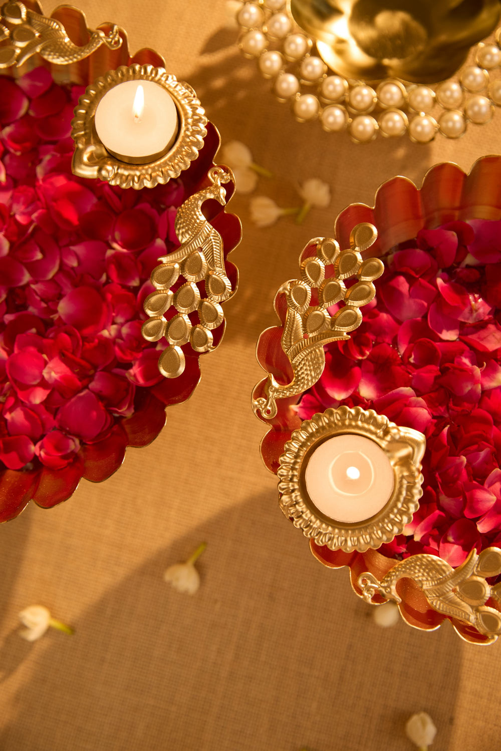 Gold Tea Light And Flower Bowl