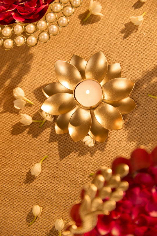 Gold Lotus Tea Light