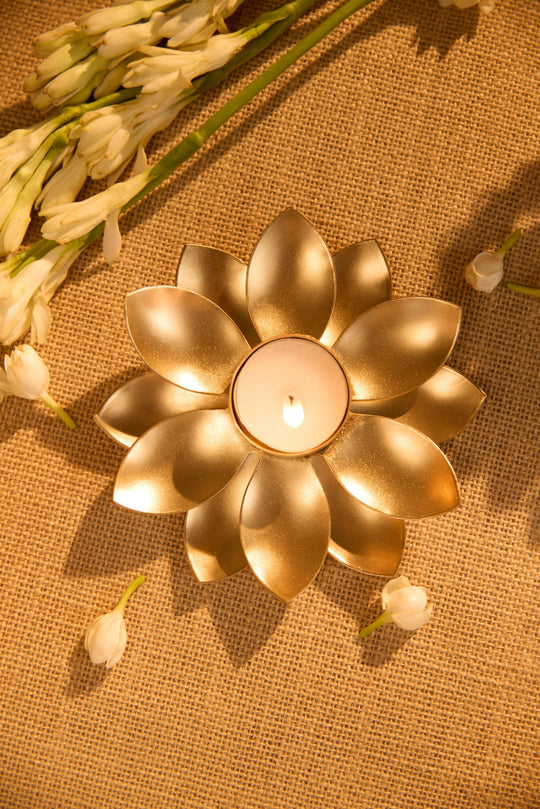 Gold Lotus Tea Light