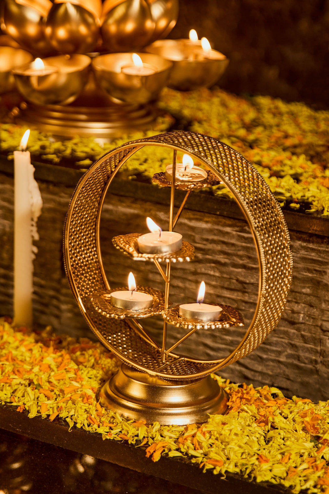 Round Tea Light Diya Set