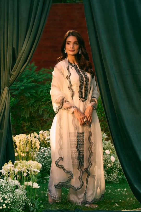 White Kurti And Sharara Set