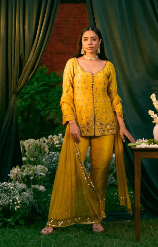 Mustard Kurti With Pant Set